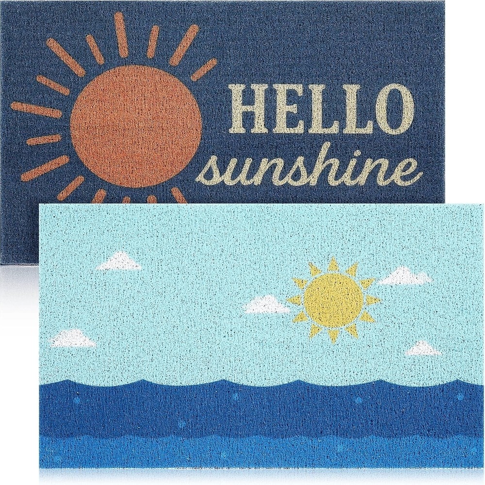 Drydiet 2 Pcs Hello Sunshine Decorative Doormat Summer Welcome Mats 24x36 Inch